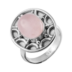 Ethnic Indian design pure silver handmade pink rose quartz ring
